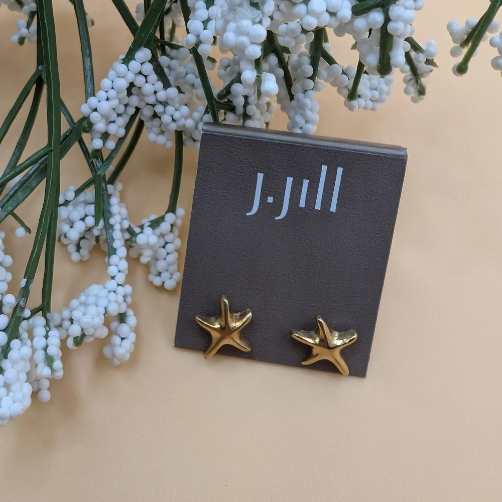 J. Jill Gold Tiny Starfish Earrings NWT